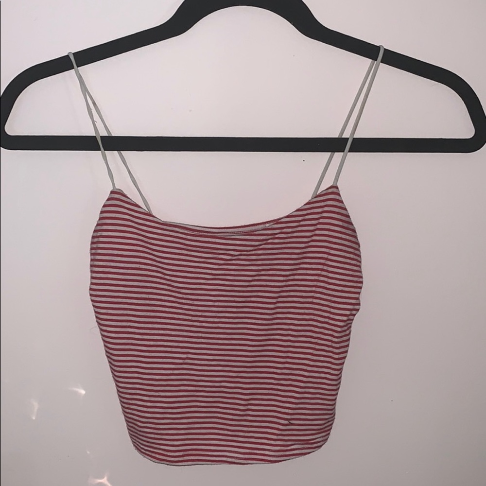 PS basics red and white striped crop top